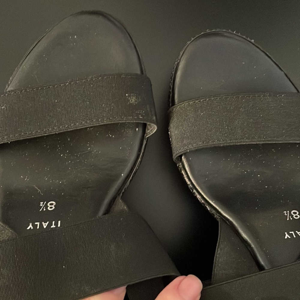 Wedge black sandals 8.5 made in Italy - Picture 7 of 8